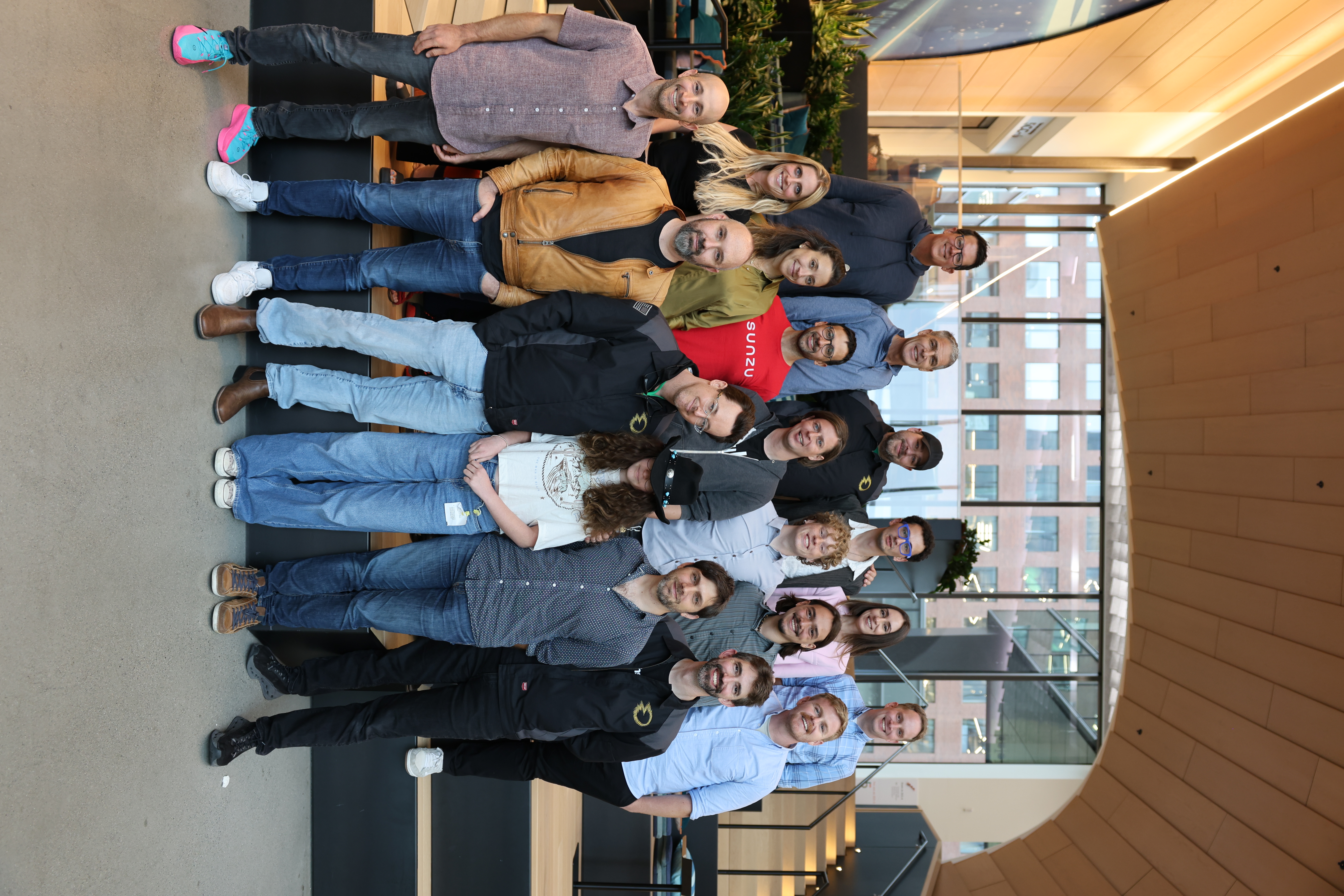 The Techstars Boulder 2026 class on the stairs at the Techstars building